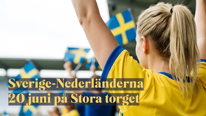 Sverige-Nederländerna på storbildsskärm på Stora torget – Visby