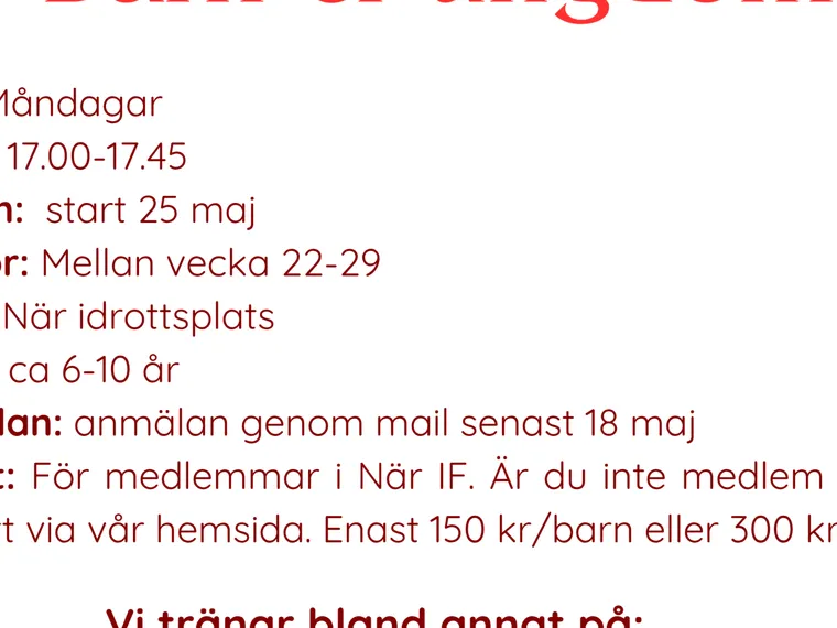 Löpträningar för barn ca 6-10 år – Stånga